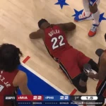 Jimmy Butler - Blessé vs 76ers le 17 04 2024 - YouTube - Chaine ChazNBA (DR)